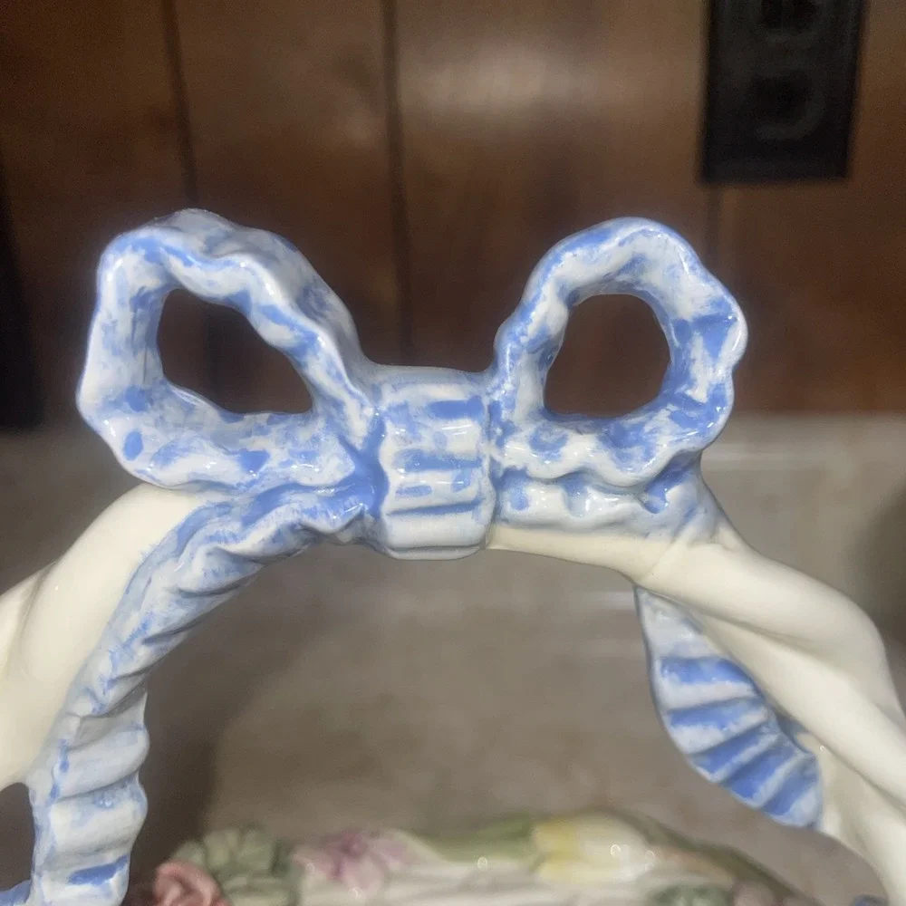 Vintage Fitz & Floyd Bunny & Hallow Ceramic Basket Sprint‎ Easter Flower Collect